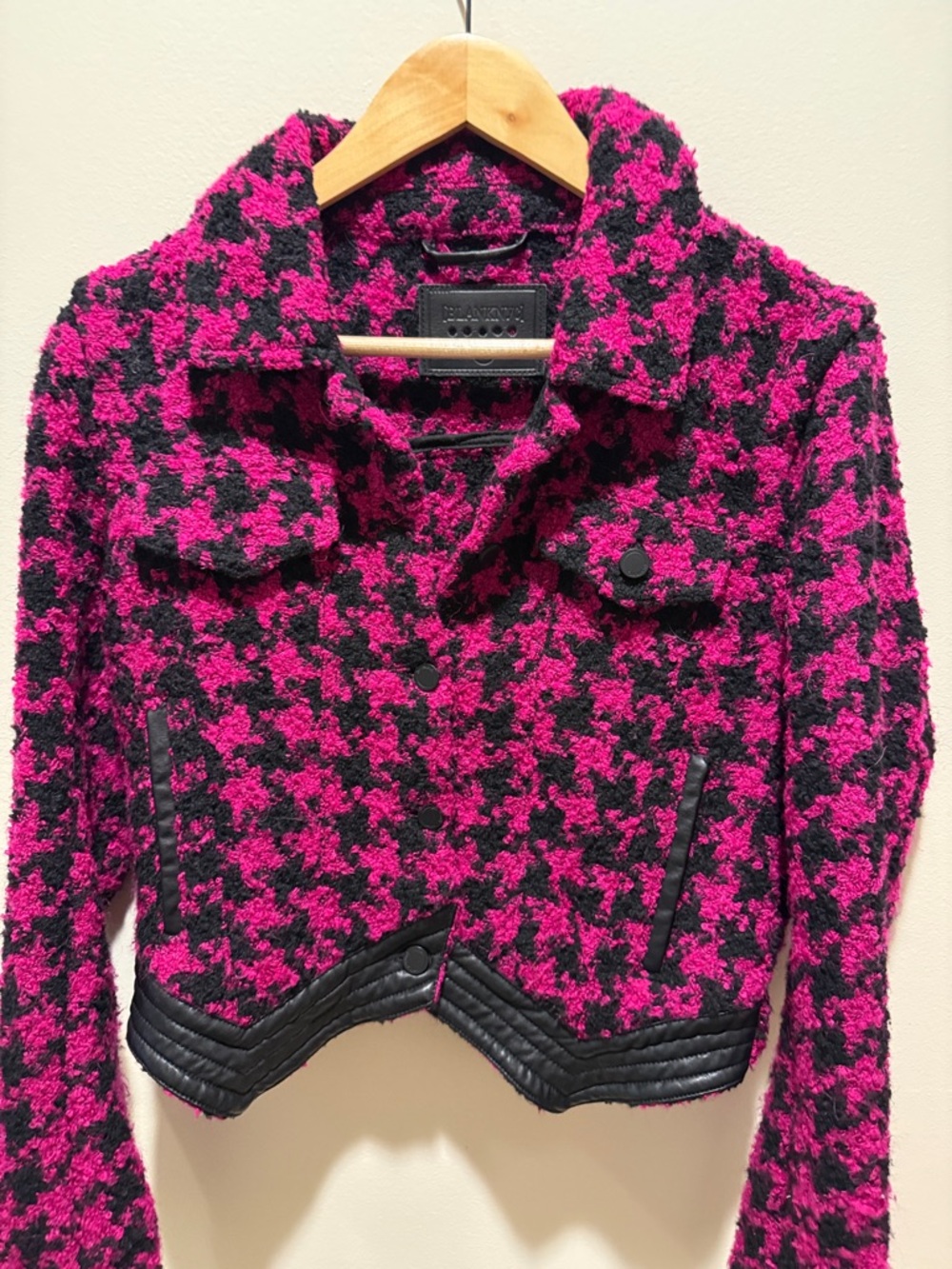Womens Pink & Black Houndstooth Bouclé Jacket and Skirt
